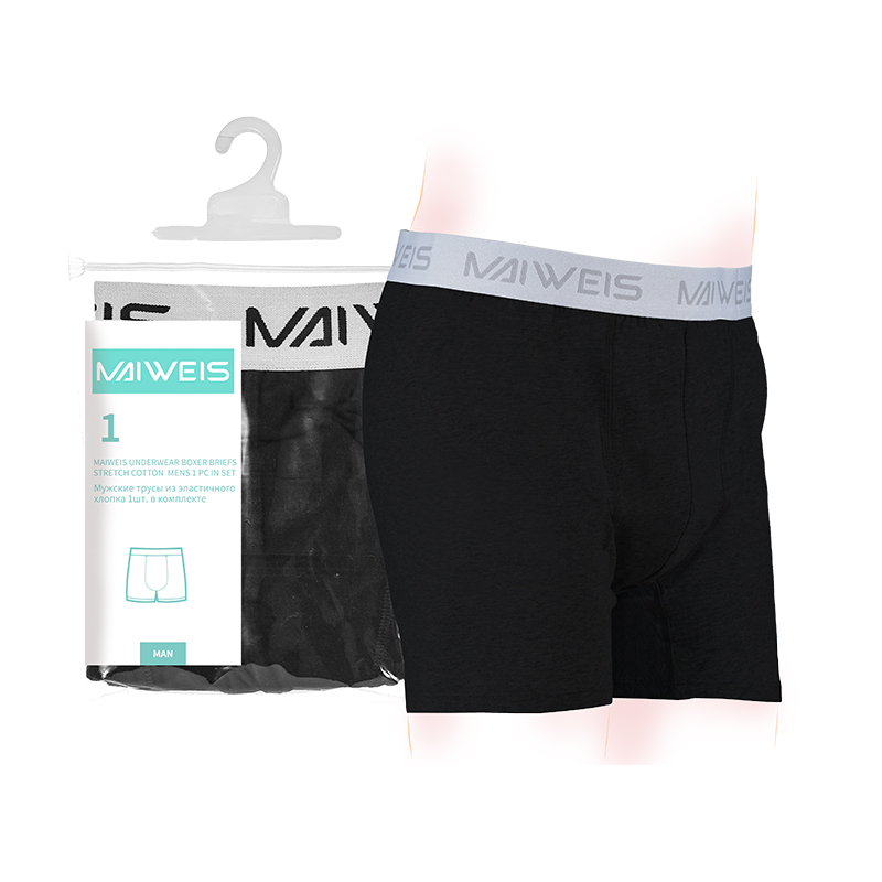 Мужское нижнее белье MAIWEIS из чистого хлопка, одна упаковка, черное XXXXL/английская и русская версия